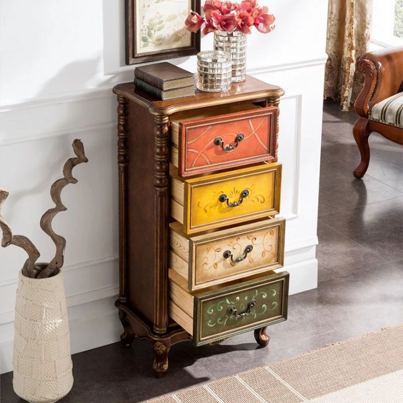 Traditional Vertical Lingerie Chest Rubber Wood Storage Bachelor Chest for Bedroom