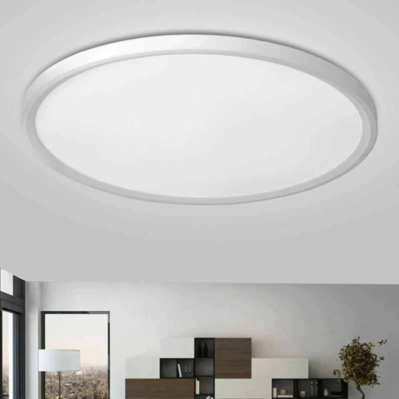 Modernistische LED Flush Mount Lighting met Metal Shade White/Black Ring Close to Ceiling Lamp Fixture met Acrylic Diffuser in Wit/Warm Licht, 16 "/19.5" Dia