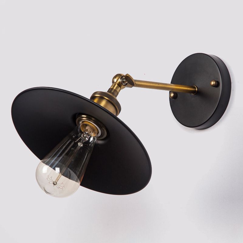 Black Cone Wall Light in Industrial Retro Style Wrought Iron Wall Lamp for Interior Spaces