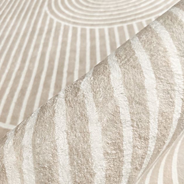 Solid Color Relaxing Area Rug Polyester Geometric Lines Print Rug Non-Slip Backing Indoor Rug for Living Room