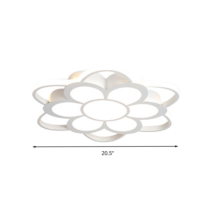 Lámpara empotrada de cristal LED de 20,5 "/27"/31,5 "W lámpara de montaje empotrado Floral blanco Simple para sala de estar en luz cálida/blanca/de 3 colores