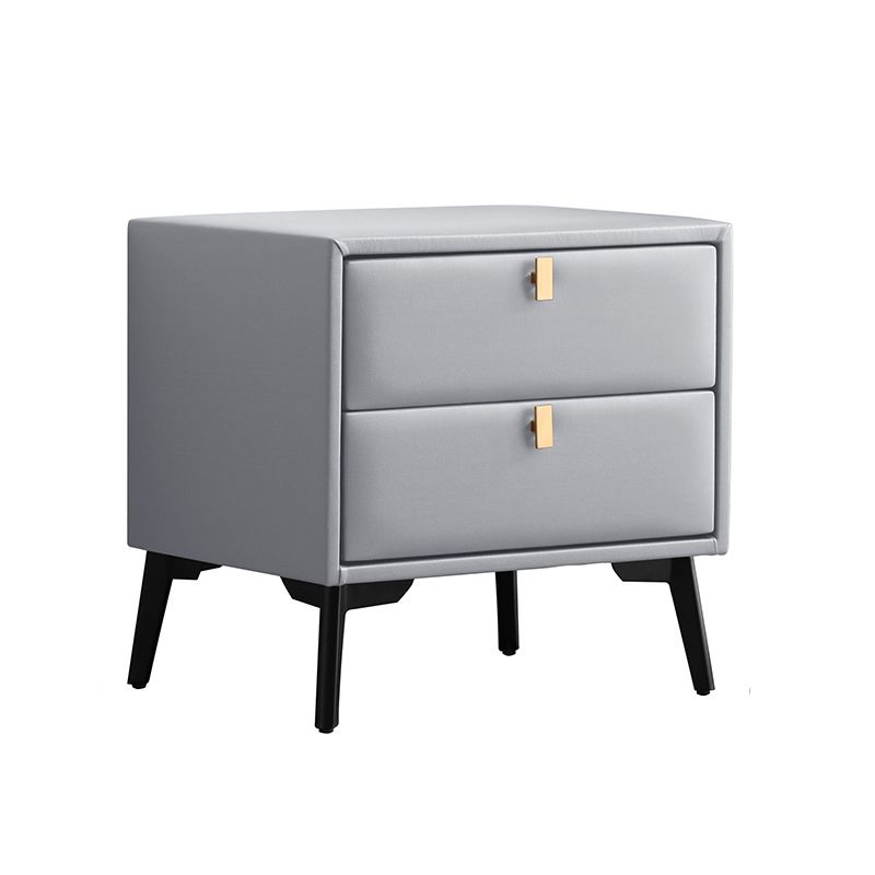 Modern Style with Two Drawers and a Choice of Color Leather Nightstand