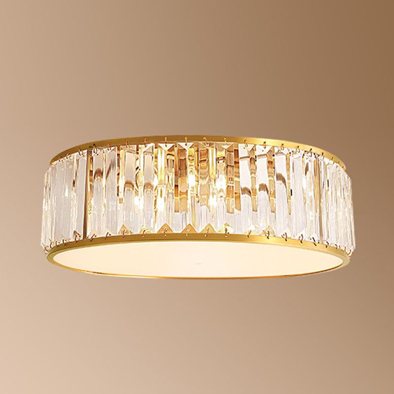 Luz de techo dorada y cobre en montaje empotrado circular de cristal estilo colonial de lujo para espacios interiores