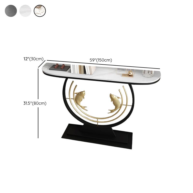 Glam Console Sofa Table Antique Finish Half Moon Console Table