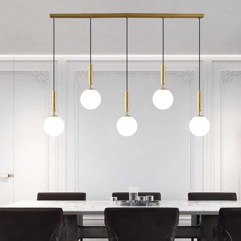 Brass Ball Multiple Hanging Pendant Light Simplicity Glass Ceiling Light for Open Kitchen
