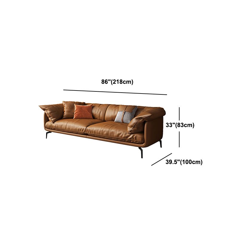 Scandinavian Orange Pillow Top Arm Sofa/Sectionals with Cushions Metal Legs