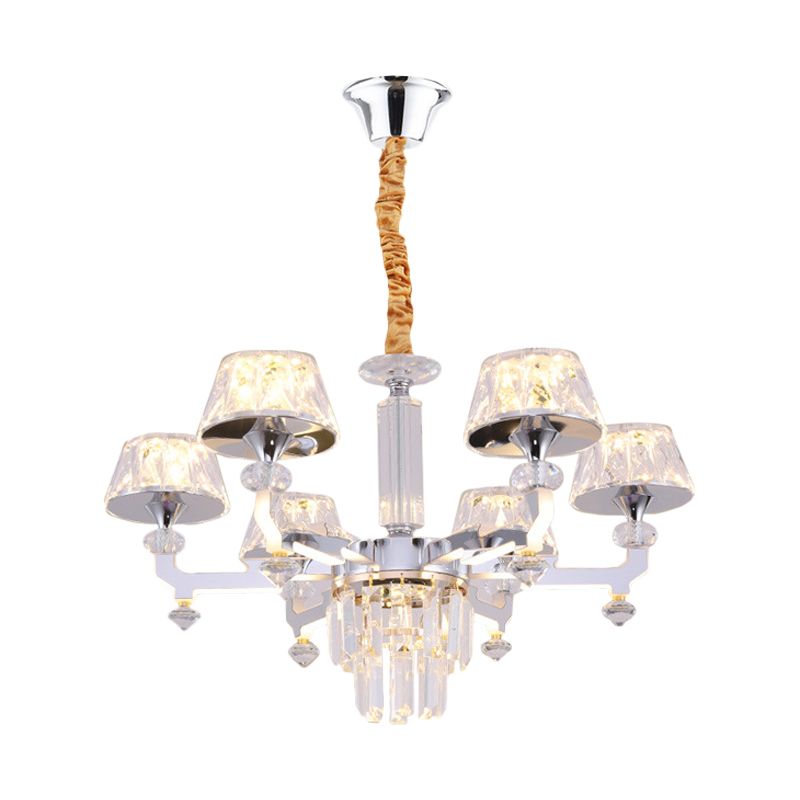 Duidelijke kristal zilver plafondlamp cilindrisch 6/8 bollen traditionele hanger kroonluchter, warm/wit/natuurlijk licht