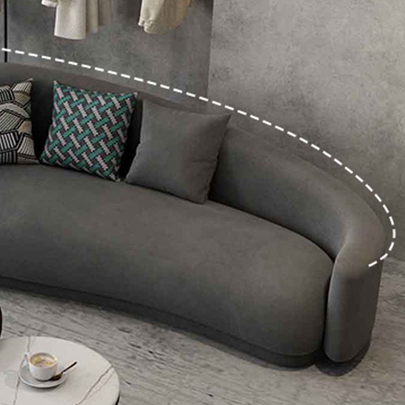 Gray Velvet Tuxedo Arm Sofa Contemporary Sofa for Living Room