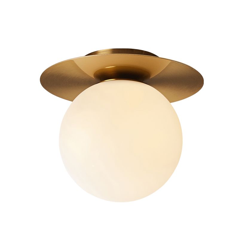Glass Brass Ceiling Light in Modern Concise Style Iron Globe Flush Mount for Corridor