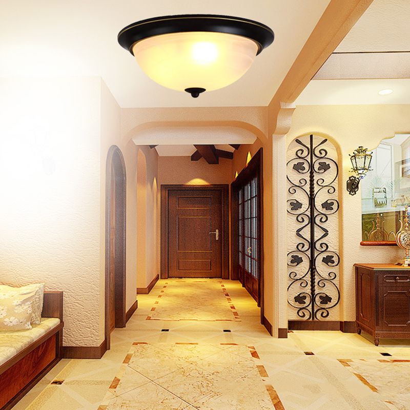 Dome Flush Mount Light Fixtures Traditional Glass Ceiling Light Fixtures for Bedroom