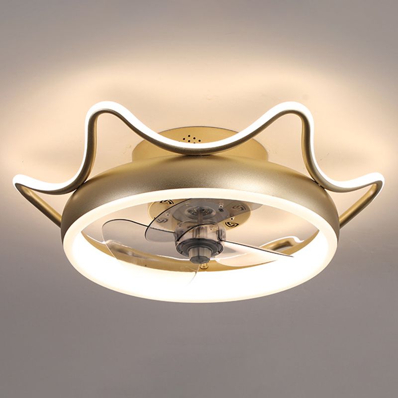 Goldene Finish Rundlüfter Lampe Einfachheit Metall LED Semi Flush-Mount Lighting für Schlafzimmer