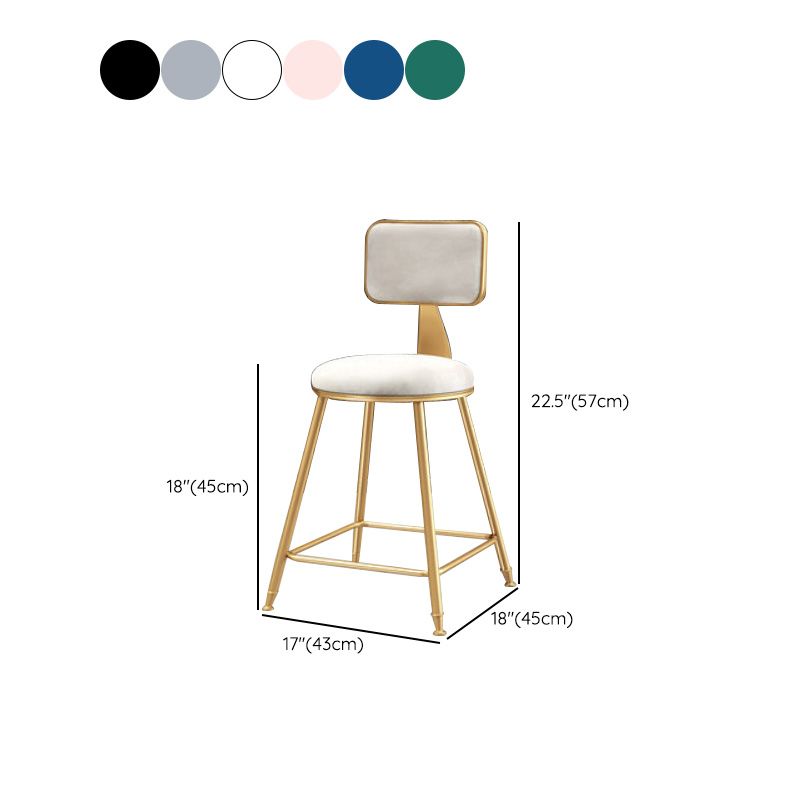 Glam Round Upholstered Counter Stool Low Back Stool with Gold Frame
