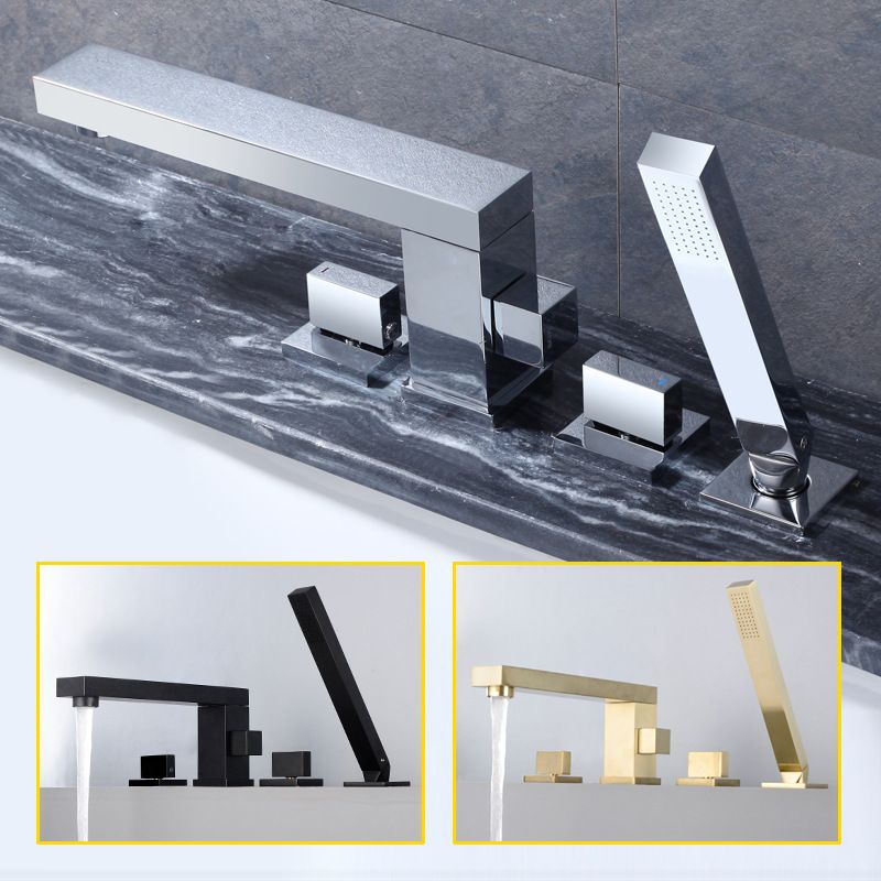 Modern Deck Mounted Low Arc Roman Tub Faucet Copper Roman Tub Faucet Set
