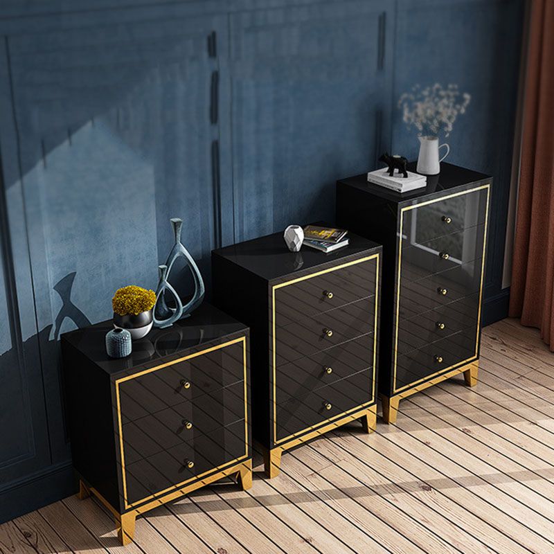 Bedroom Glam Wooden Storage Chest Vertical Chest with Drawers