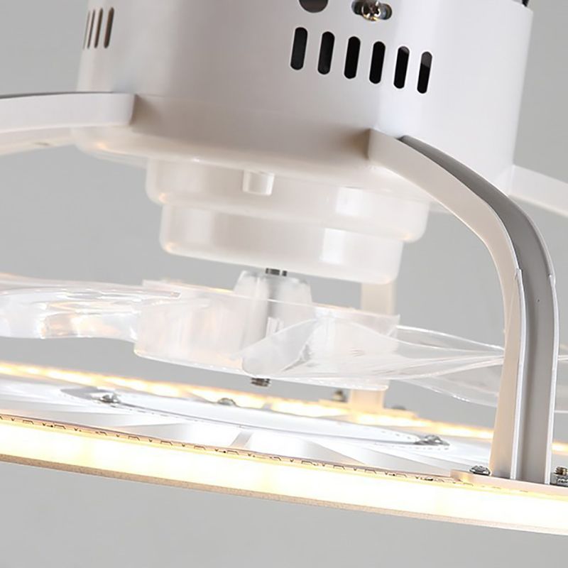 Ultradunne kinderen slaapkamer plafondventilator lamp acryl minimalistisch led semi -flush licht in wit