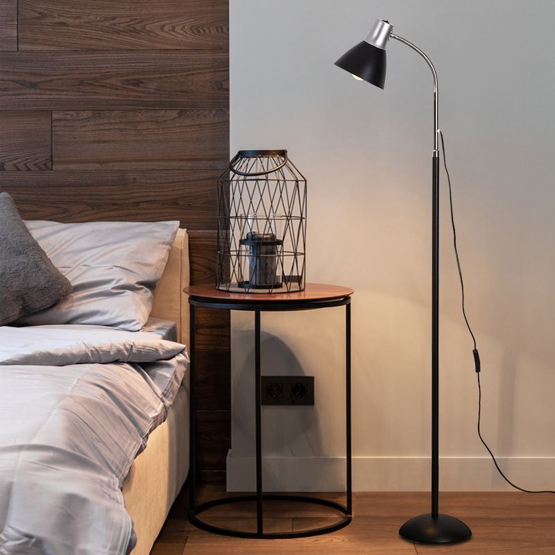 Modern Conical Floor Standing Light 1 Head Living Room Floor Lamp with Flexible Arm