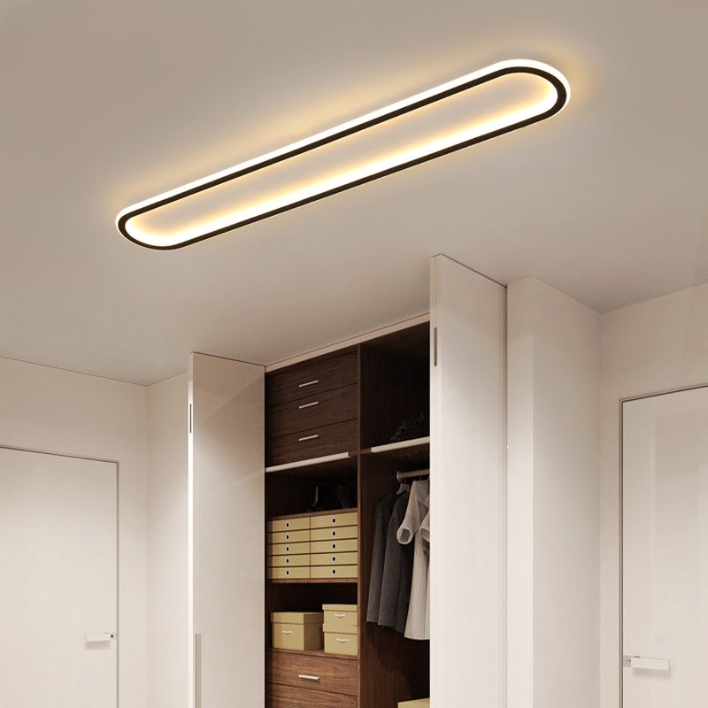 Lámpara de techo Led oblonga acrílica, montaje empotrado, minimalismo, acabado negro, montaje empotrado para pasillo