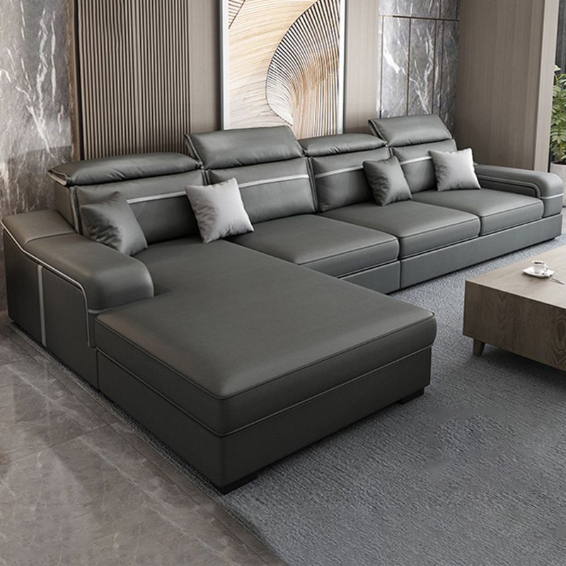 Scandinavian Removable Cushions Sloped Arms Sectionals for Living Room