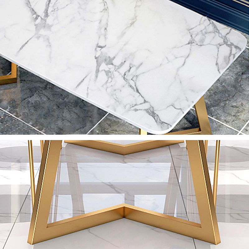 Rectangle Top Dining Table Traditional Luxury Table with Sled Base in Gold
