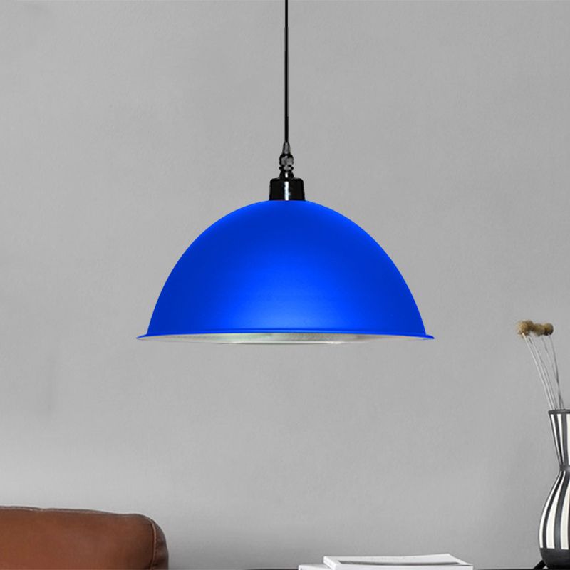 1 lampe suspendue à la tête avec une teinte de dôme métallique industriel salon plafond pendentif léger en rouge / jaune