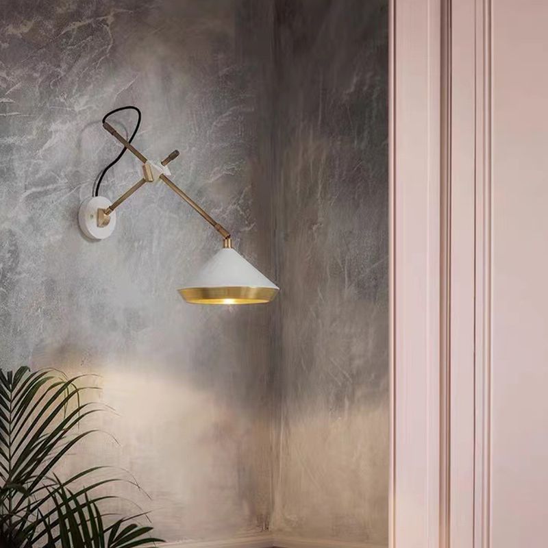Postmodern Wall Light Fixture with Metallic Shade for Sitting Room