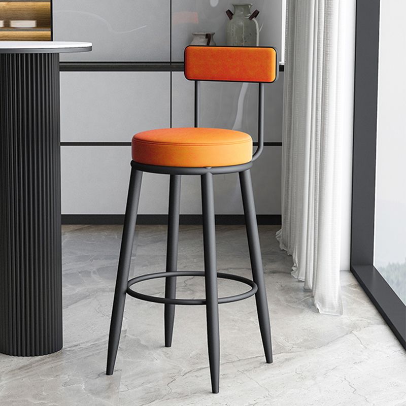 Faux Leather Armless Counter Stool Glam Style Low Back Bar Stool for Indoor