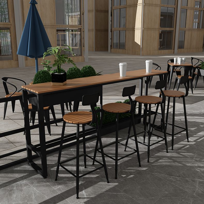 Fuax Wood Industrial Bar Table Rectangle Water Resistant Patio Table