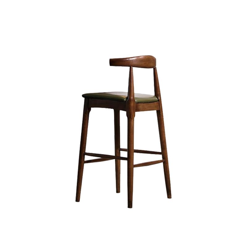 Faux Leather Dining Stools Industrial Style Bar Stool with Solid Wood Base