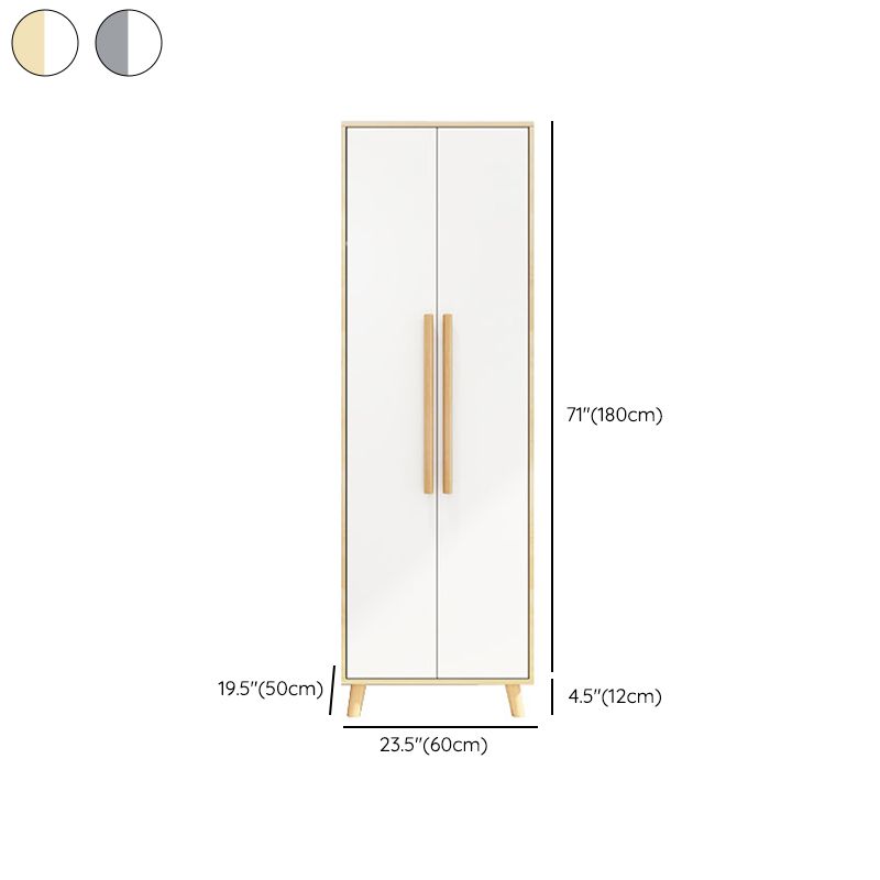 White Engineered Wood Armoire for Bedroom Modern Cabinet with Legs