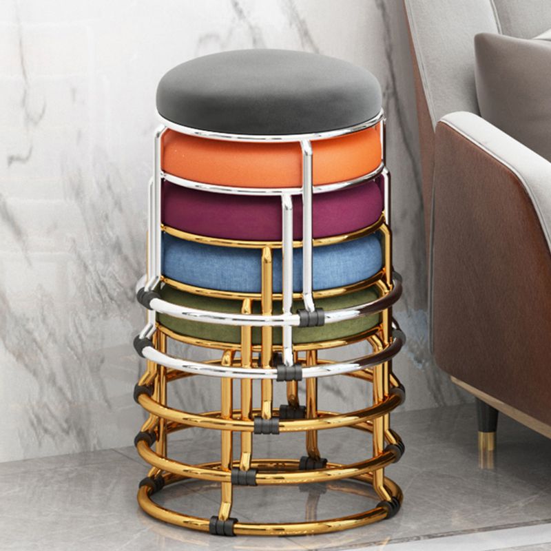 Standard Ottoman Fade Resistant Cotton Blend Glam Round Solid Color Ottoman