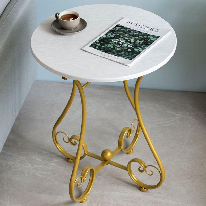 Round Wood X-base Side Table Modern Minimalist End Table for Living Room