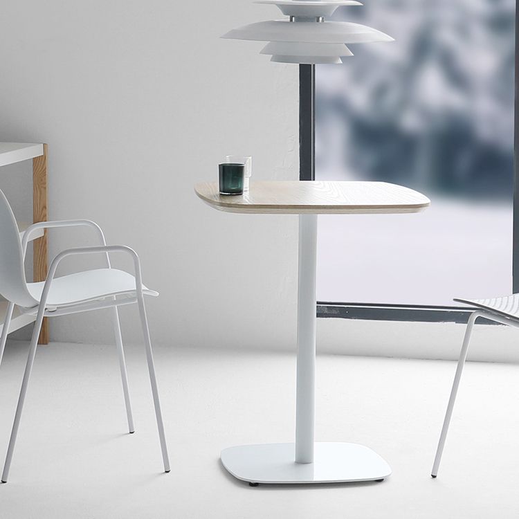 Metal Industrial Square Dining Table Manufactured wood Top Table with Pedestal Base