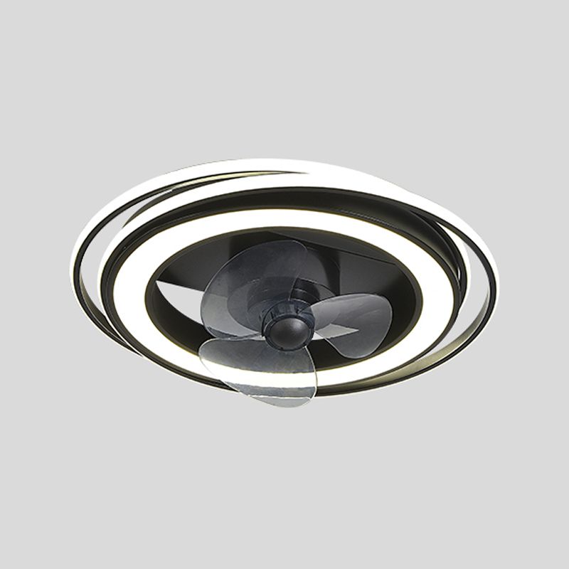 Lámpara de ventilador LED geométrico moderno de 360 grados de semi flush de montaje de montaje con rubor