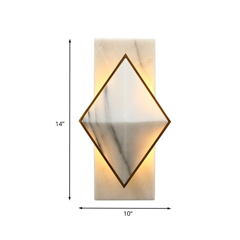 Stone Rhombus and Rectangle Sconce Modernist LED Wall Mount Light Fixture in White for Corridor