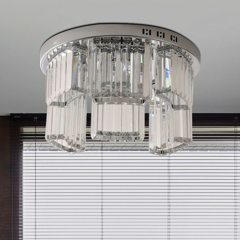 18 "/23.5" W Jagged Block Flush Mount Lamp eigentijds 6/9-Licht helder kristallen slaapkamer plafondlicht