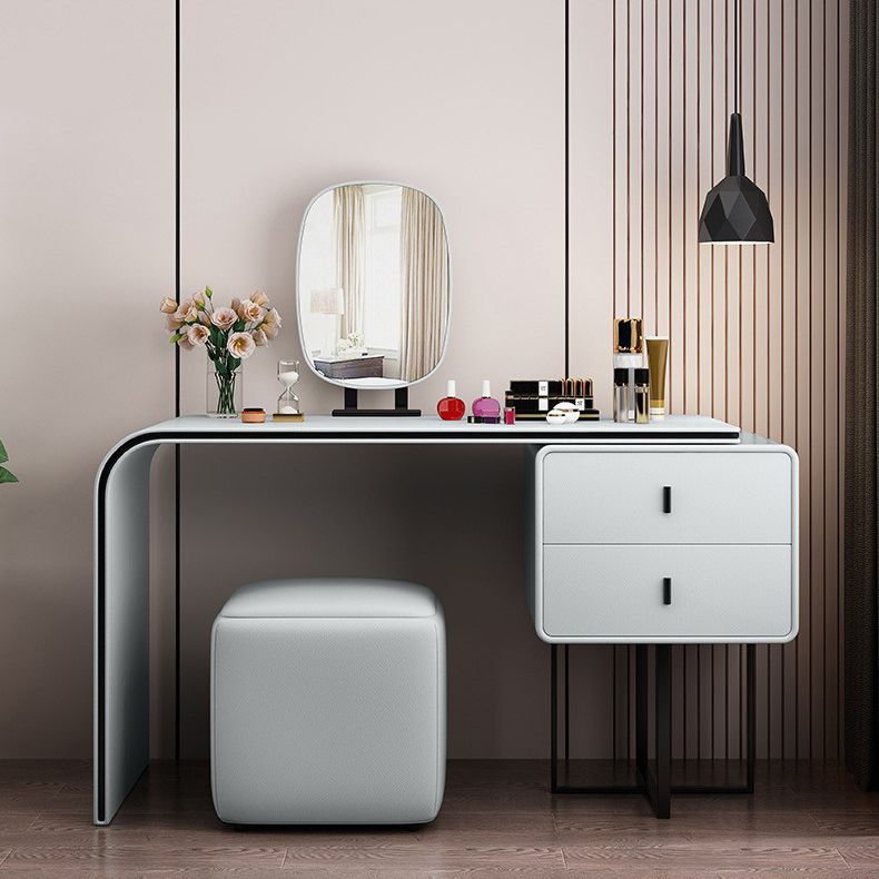 Glam Style 2-Drawer Solid Color Dressing Table Mirror Make-up Vanity