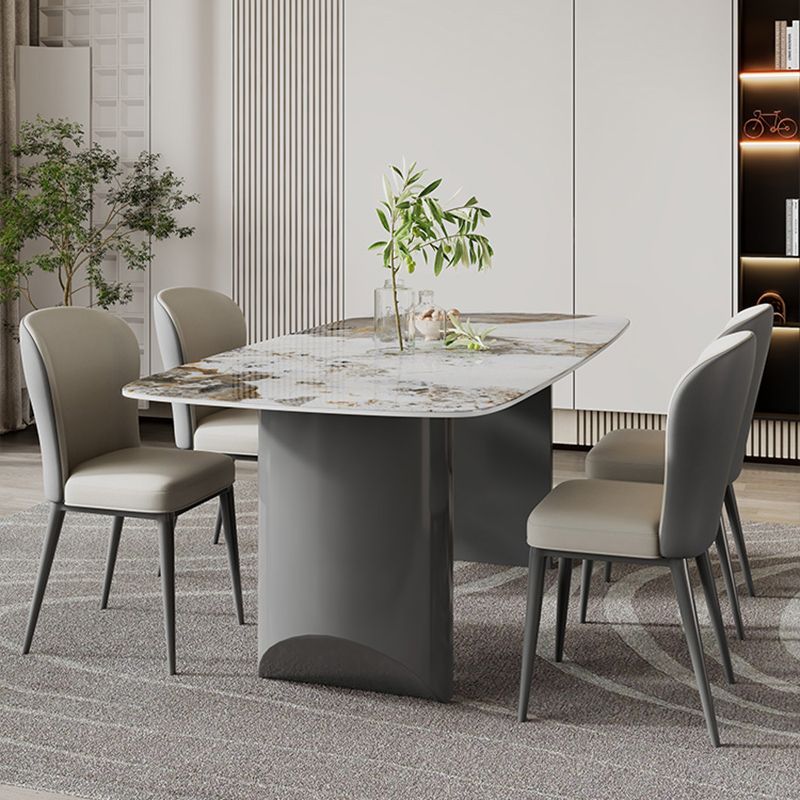 Rectangular Dining Table Set 1/2/5/7 Pieces White Stone Dining Set for Kitchen