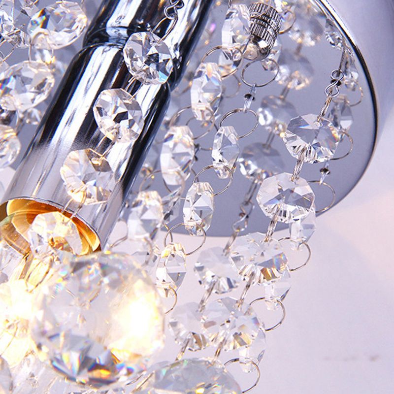 Chrom Finish Runde Flushmount Licht Moderne Single Metal Semi Flush Mount Deckenbefestigung mit Kristalltropfen