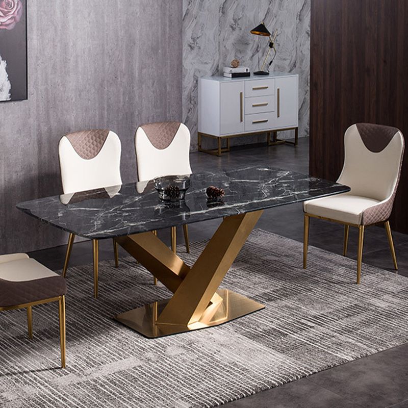 Faux Leather Kitchen Dining Chair Glam Upholstered Dining Chair with Metal Legs