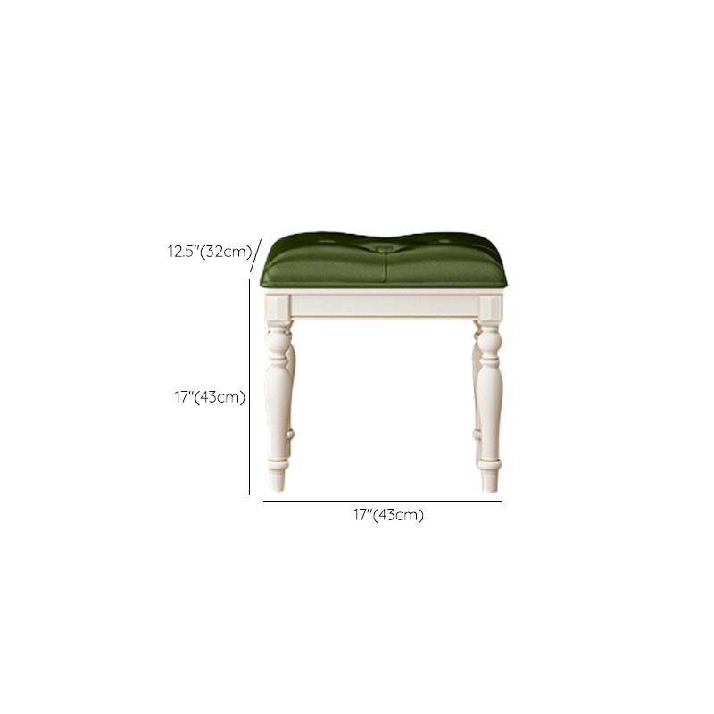 Victorian Solid Wood Vanity Makeup Dressing Table Stool Set with Mirror in White