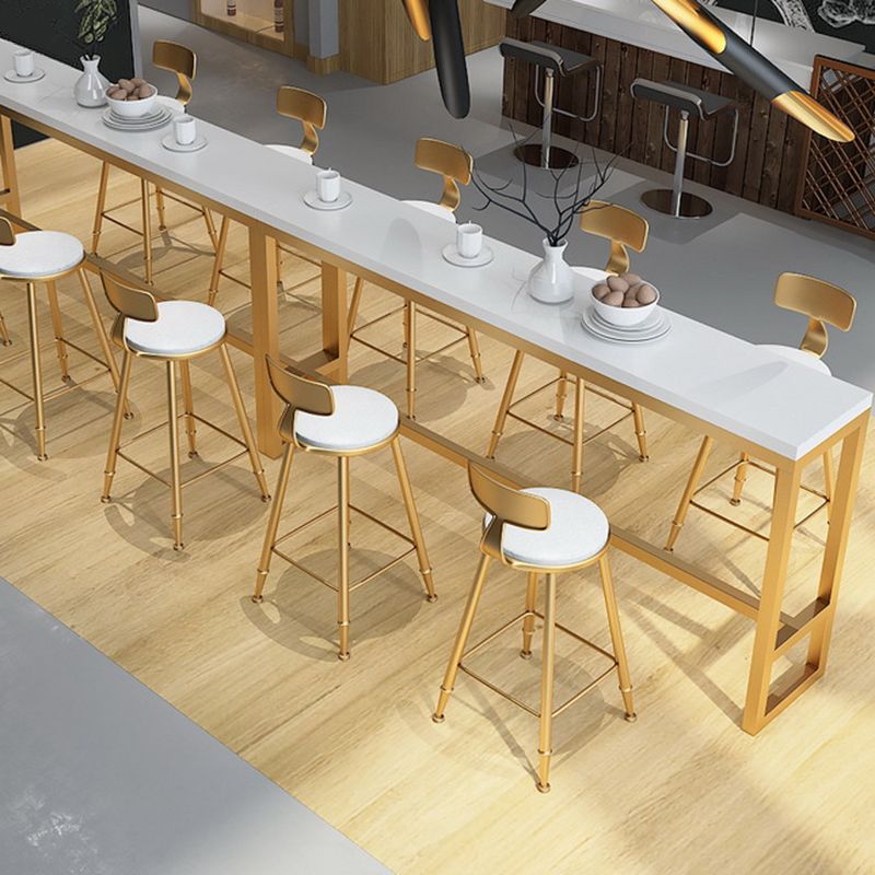 Faux Leather Armless Counter Stool Glam Style Round Low Back Bar Stool