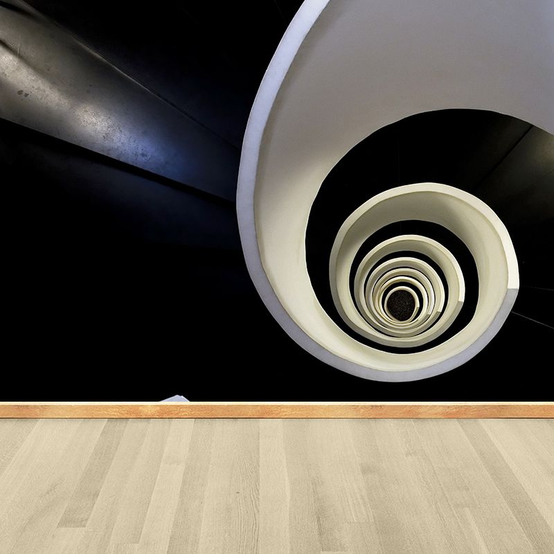 Modern Whirling Pattern Wall Mural Black and White Bedroom Wall Decor, Made to Measure