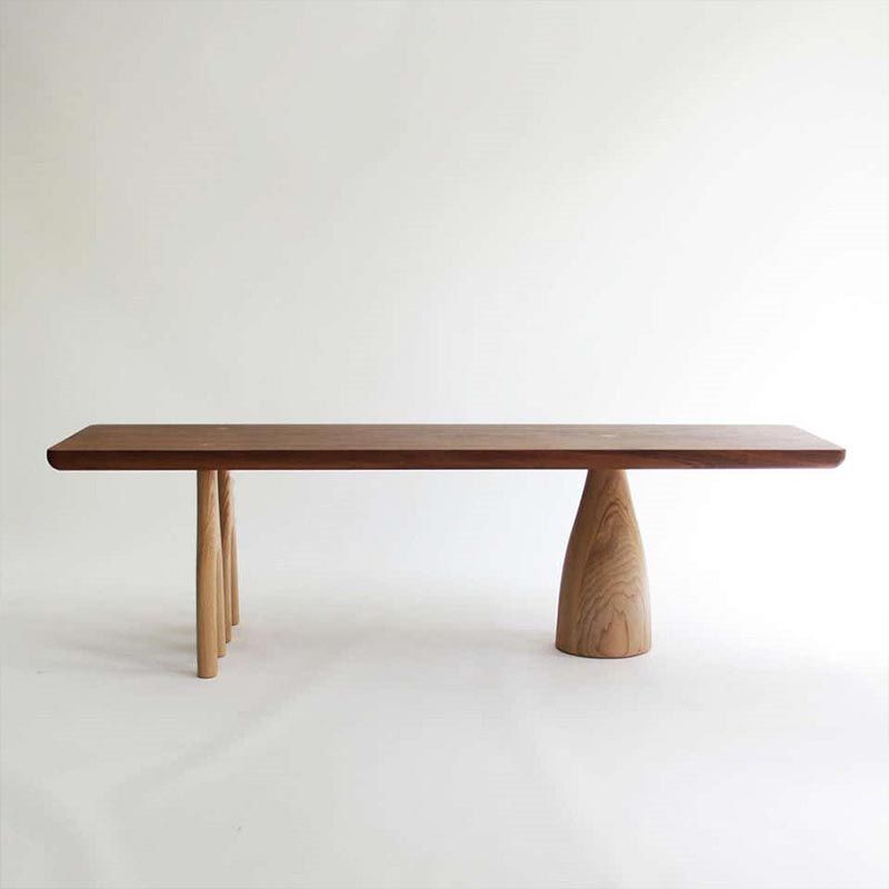 Rectangular Solid Wood Dining Table Modern Brown Furniture with Tripod Base for Home Use
