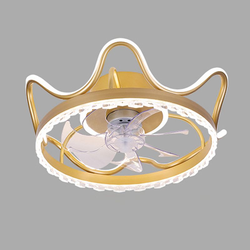 7-Blade Children Ceiling Fan LED Polish Finish Fan with Light for Home