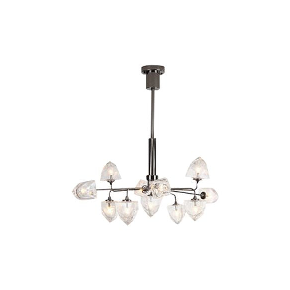 Eigentijdse vertakking kroonluchter lamp glas 5/7 lichten woonkamer hangend hanglamp in zwart/nikkel