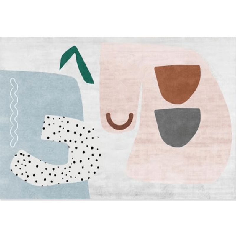 Simplicity Irregular Color Block Rug White Tone Polyester Area Carpet Easy Care Rug for Living Room