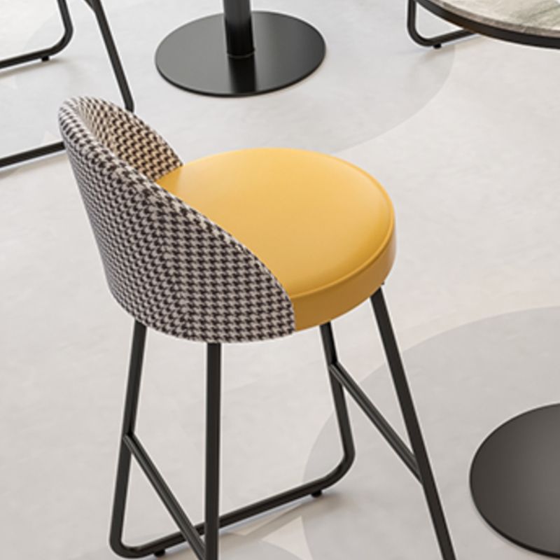 Industrial Leather Counter-height Stool Footrest Shop Dining Stool with Metal Base