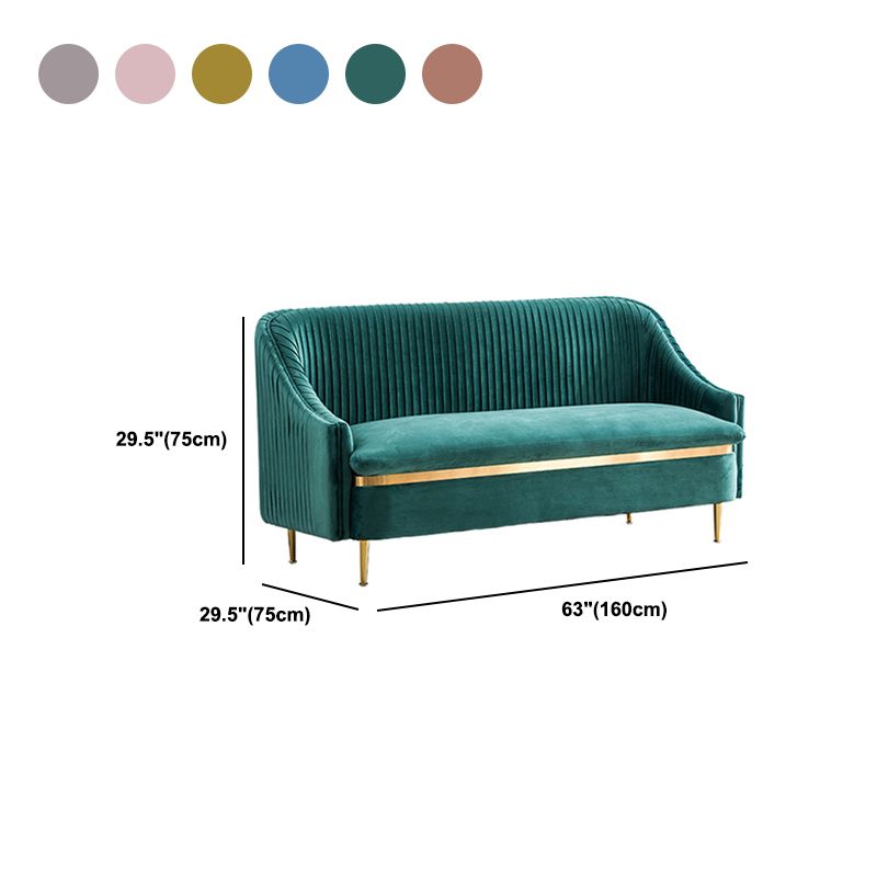 Contemporary Slopped Arm Sofa with Swen Pillow Back Velvet Sofa