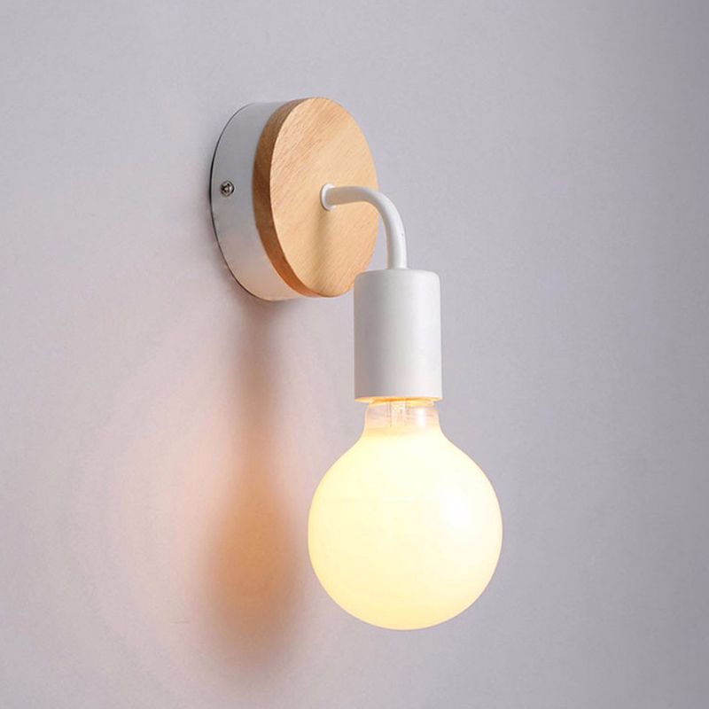 Contemporary Wood Wall Sconce Metal Linear Shape Wall Light for Bedroom