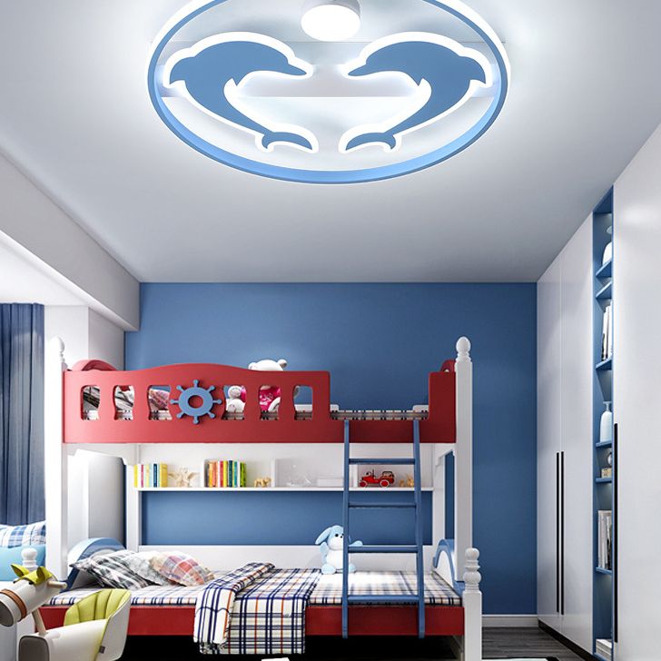 Dauphin et boule enfants chambre encastré éclairage acrylique dessin animé LED plafonnier